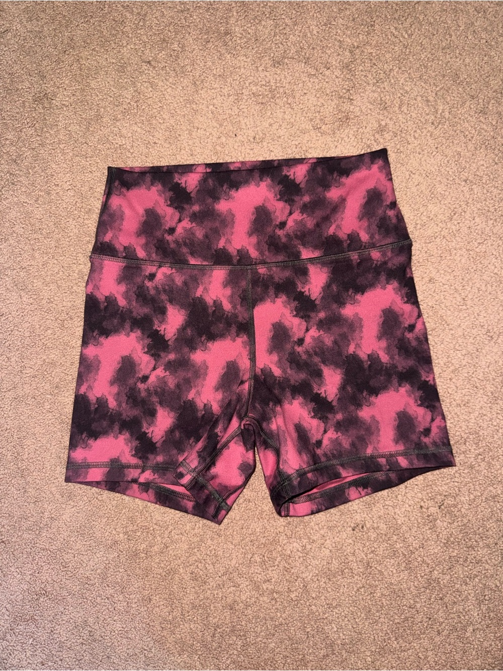 Women’s High-Waist Pink & Black Fleo Shorts